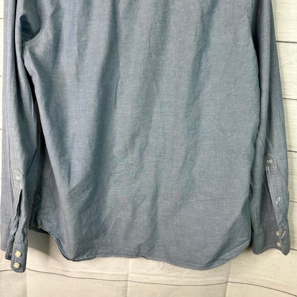 Wallin & Bros Shirt Mens Medium Blue Chambray Button Front Workwear Casual - Picture 6 of 8